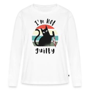 Je suis innocent, chat avec couteau - T-shirt manches longues Premium bio Femme - blanc - Devant - Julia (174cm)