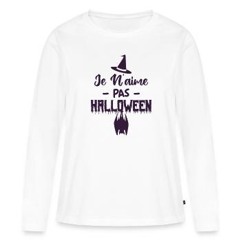 Je n’aime pas Halloween - T-shirt manches longues Premium bio Femme - blanc - Devant - Julia (174cm)