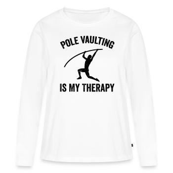 Saut à la perche amusant Saut à la perche - T-shirt manches longues Premium bio Femme - blanc - Devant - Julia (174cm)