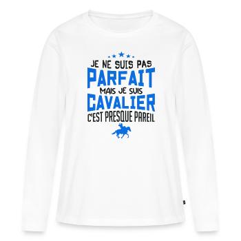 pas parfait mais cavalier - T-shirt manches longues Premium bio Femme - blanc - Devant - Julia (174cm)