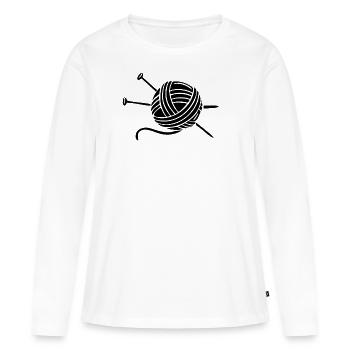 Crochet Crochet Machine Crochet - T-shirt manches longues Premium bio Femme - blanc - Devant - Julia (174cm)