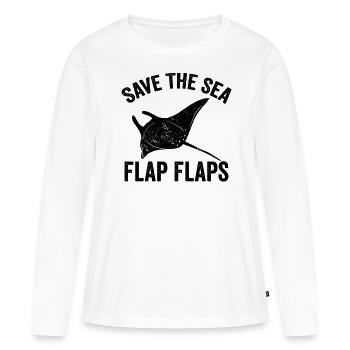 Funny Manta Rays Stingrays Save the Sea - Women's Premium Organic Long Sleeve Shirt - white - Front - Julia (174cm)