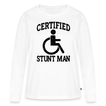 Certificat de paraplégie à handicap paraplégique - T-shirt manches longues Premium bio Femme - blanc - Devant - Julia (174cm)