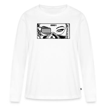 Cyber Esthétique Anime Fille Yeux Cyber Goth - T-shirt manches longues Premium bio Femme - blanc - Devant - Julia (174cm)