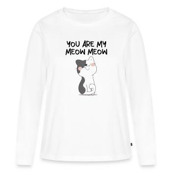 Cat Chat Miau Verliebte Paare Liebesbeweis - Frauen Premium Bio Langarmshirt - Weiß - Vorne - Julia (174cm)