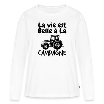 La Vie est Belle à La Campagne - T-shirt manches longues Premium bio Femme - blanc - Devant - Julia (174cm)