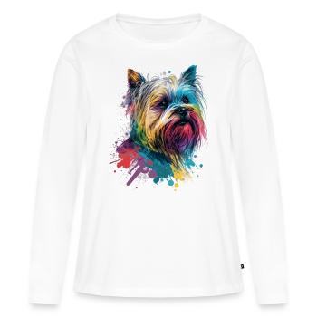 Yorkshire Terrier - T-shirt manches longues Premium bio Femme - blanc - Devant - Julia (174cm)