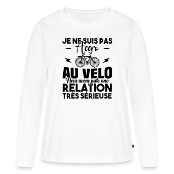 Je ne suis pas accro au vélo - T-shirt manches longues Premium bio Femme - blanc - Devant - Julia (174cm)