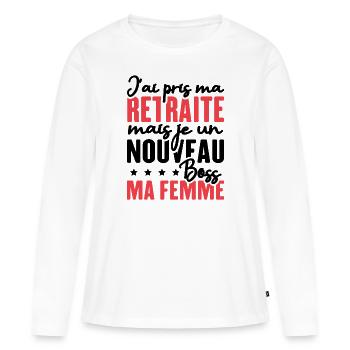 J'ai pris ma retraite - T-shirt manches longues Premium bio Femme - blanc - Devant - Julia (174cm)