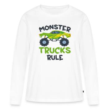Monster Trucks - Règle Monster Trucks - T-shirt manches longues Premium bio Femme - blanc - Devant - Julia (174cm)