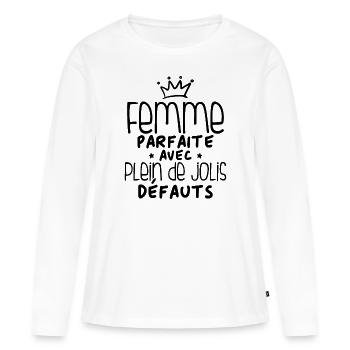 Femme parfaite avec plein de jolis défauts - T-shirt manches longues Premium bio Femme - blanc - Devant - Julia (174cm)