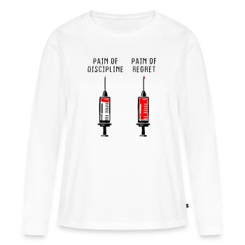 Douleur de la discipline Regret Discipline Fitness Succès - T-shirt manches longues Premium bio Femme - blanc - Devant - Julia (174cm)