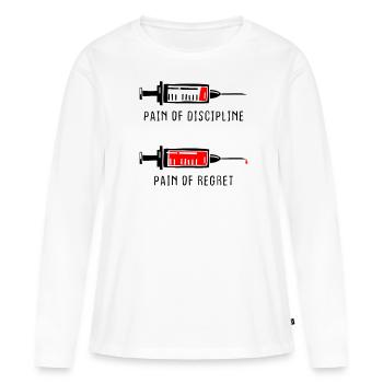 Douleur de la discipline Regret Discipline Fitness Succès - T-shirt manches longues Premium bio Femme - blanc - Devant - Julia (174cm)