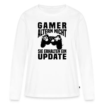 Gamer Altern Nicht Sie Erhalten Ein Update Zocker - Frauen Premium Bio Langarmshirt - Weiß - Vorne - Julia (174cm)