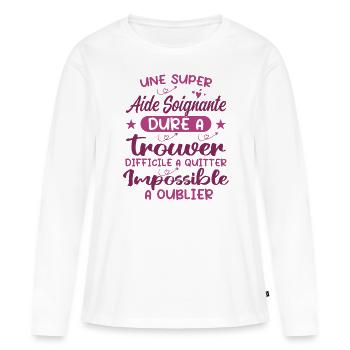 Aide Soignante Aides Soignants - T-shirt manches longues Premium bio Femme - blanc - Devant - Julia (174cm)
