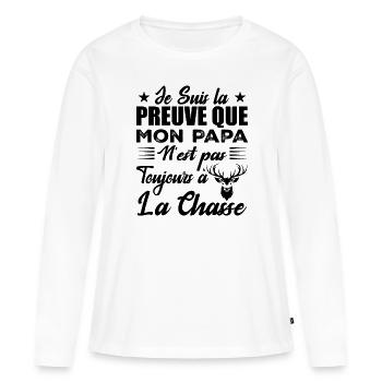 La Preuve Que Mon Papa Pas Toujours Chasse - T-shirt manches longues Premium bio Femme - blanc - Devant - Julia (174cm)