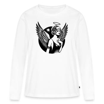 Ange Ange Gardien - T-shirt manches longues Premium bio Femme - blanc - Devant - Julia (174cm)