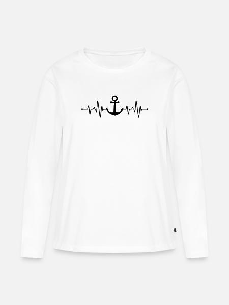 Maritim Herzschlag - Frauen Premium Bio Langarmshirt - Weiß