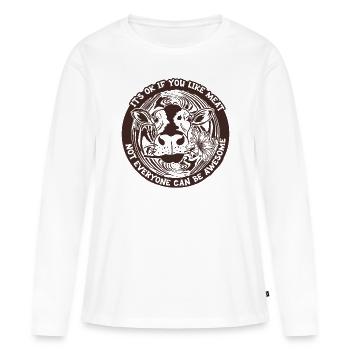 Végétarien Vivant Végétalien - T-shirt manches longues Premium bio Femme - blanc - Devant - Julia (174cm)