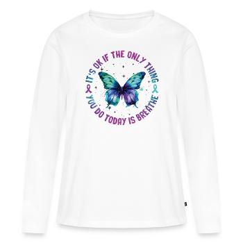 Sensibilisation à la prévention du suicide - T-shirt manches longues Premium bio Femme - blanc - Devant - Julia (174cm)