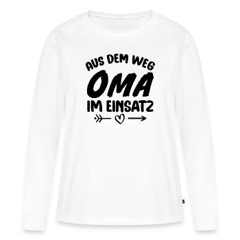 Aus dem weg Oma im einsatz - Frauen Premium Bio Langarmshirt - Weiß - Vorne - Julia (174cm)