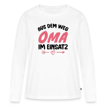Aus dem weg Oma im einsatz - Frauen Premium Bio Langarmshirt - Weiß - Vorne - Julia (174cm)