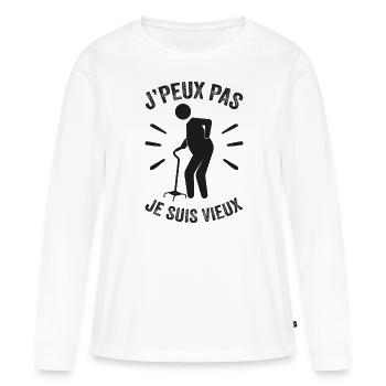 Ich kann nicht, ich bin alt - Frauen Premium Bio Langarmshirt - Weiß - Vorne - Julia (174cm)