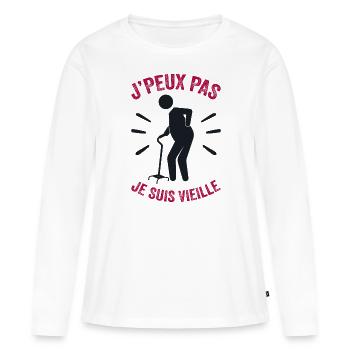Ich kann nicht, ich bin alt - Frauen Premium Bio Langarmshirt - Weiß - Vorne - Julia (174cm)