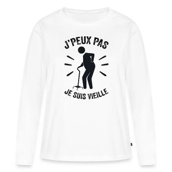 Ich kann nicht, ich bin alt - Frauen Premium Bio Langarmshirt - Weiß - Vorne - Julia (174cm)