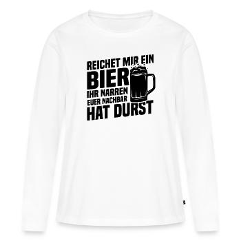 Donne-moi une bière, le voisin a soif - T-shirt manches longues Premium bio Femme - blanc - Devant - Julia (174cm)