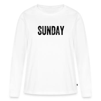 Dimanche en semaine - T-shirt manches longues Premium bio Femme - blanc - Devant - Julia (174cm)