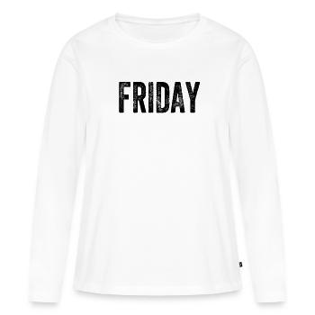 Vendredi en semaine - T-shirt manches longues Premium bio Femme - blanc - Devant - Julia (174cm)