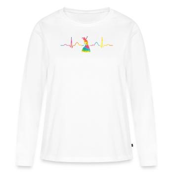 Flamenco Heartbeat Femme Robe Flamenco - T-shirt manches longues Premium bio Femme - blanc - Devant - Julia (174cm)