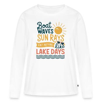 Bootswellen Sonnenstrahlen Seetage, Sommer, - Frauen Premium Bio Langarmshirt - Weiß - Vorne - Julia (174cm)