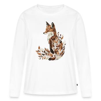 Fuchs Herbst Blätter Laub - Frauen Premium Bio Langarmshirt - Weiß - Vorne - Julia (174cm)