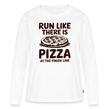 Lauf, Als Wäre Pizza Im Ziel Marathon Läufer - Frauen Premium Bio Langarmshirt - Weiß - Vorne - Julia (174cm)