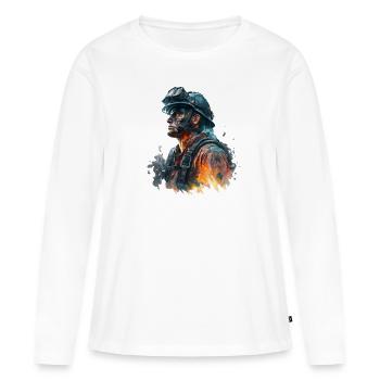 Feuerwehrmann im Einsatz - Frauen Premium Bio Langarmshirt - Weiß - Vorne - Julia (174cm)
