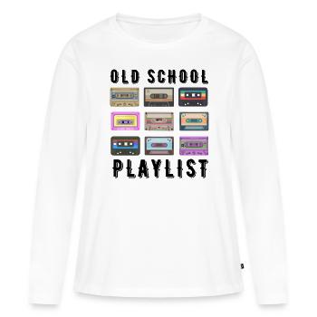 OLD SCHOOL PLAYLIST - T-shirt manches longues Premium bio Femme - blanc - Devant - Julia (174cm)