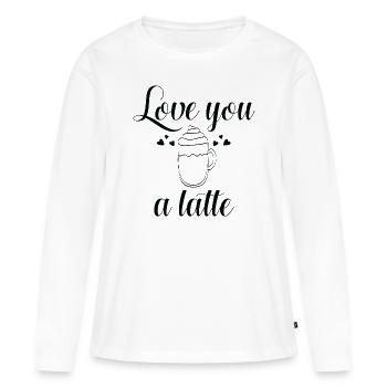 Love You A Latte - T-shirt manches longues Premium bio Femme - blanc - Devant - Julia (174cm)