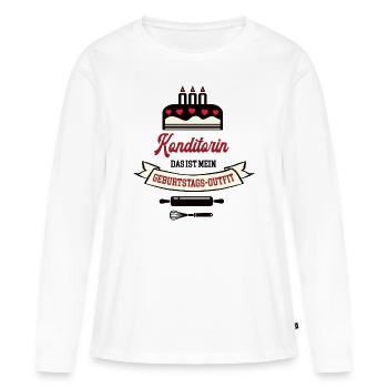 Geburtstag Konditorin Bäckerin Geb Konditorei - Frauen Premium Bio Langarmshirt - Weiß - Vorne - Julia (174cm)