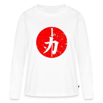 Japon: force - T-shirt manches longues Premium bio Femme - blanc - Devant - Julia (174cm)