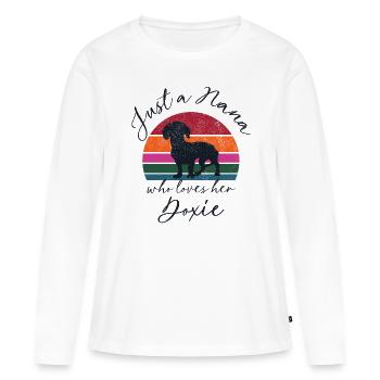 Juste une Nana qui aime son Doxie - coucher de soleil rétro - T-shirt manches longues Premium bio Femme - blanc - Devant - Julia (174cm)
