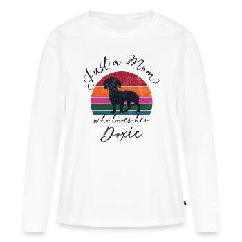 Juste une maman qui aime son Doxie - coucher de soleil rétro - T-shirt manches longues Premium bio Femme - blanc - Devant - Julia (174cm)