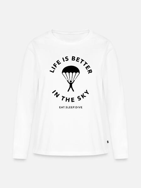 Das Leben ist besser im Himmel - Frauen Premium Bio Langarmshirt - Weiß