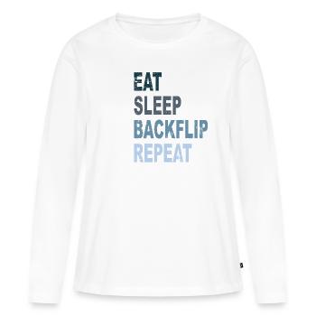 Mangez le sommeil Backflip Repeat - T-shirt manches longues Premium bio Femme - blanc - Devant - Julia (174cm)