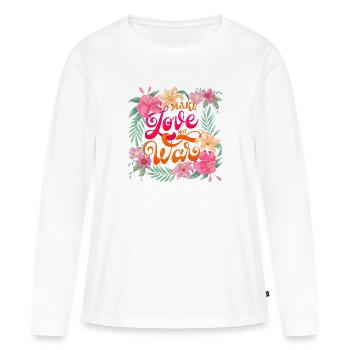 Faire l’amour. Pas la guerre - T-shirt manches longues Premium bio Femme - blanc - Devant - Julia (174cm)