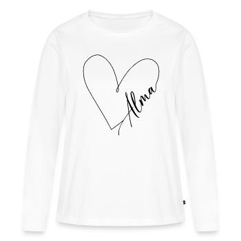 Alma Name Herzlinie - Frauen Premium Bio Langarmshirt - Weiß - Vorne - Julia (174cm)