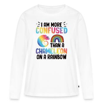 Je suis plus confus qu’un caméléon - T-shirt manches longues Premium bio Femme - blanc - Devant - Julia (174cm)