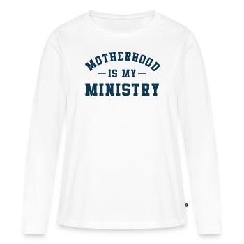 La maternité est mon ministère - T-shirt manches longues Premium bio Femme - blanc - Devant - Julia (174cm)