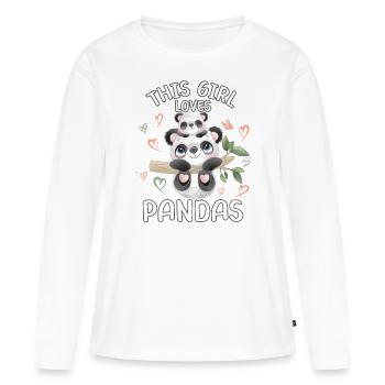Dieses Maedchen Liebt Pandas - Frauen Premium Bio Langarmshirt - Weiß - Vorne - Julia (174cm)